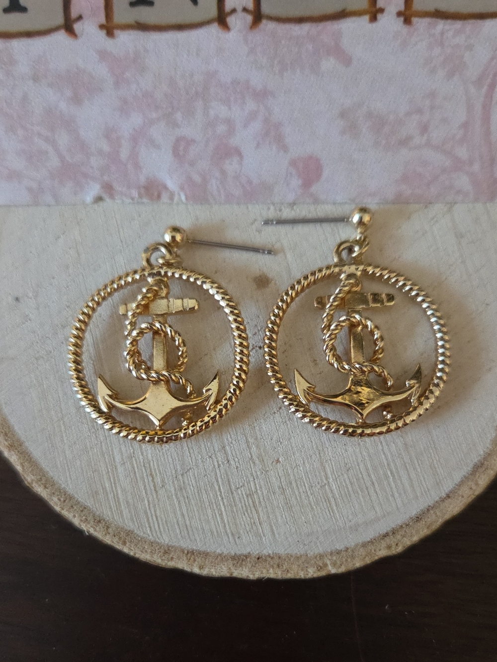 Gold-tone Anchor Rope Drop Earrings - Women Jewelry